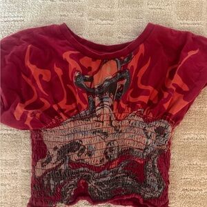 Girls' Red Flame Graphic Short Sleeve Top